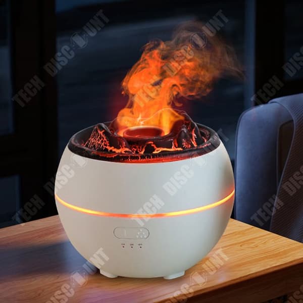 TD Flame Aromaterapidiffusor Hemma Sovrum Vulkan Luftfuktare Skrivbord Tyst Ambient Ljus Luftrengörande Aromaterapidiffusor