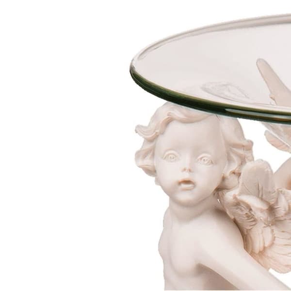 Parfymbrännare - Tre änglar - Glas - 14 cm - 12 cm - Vit