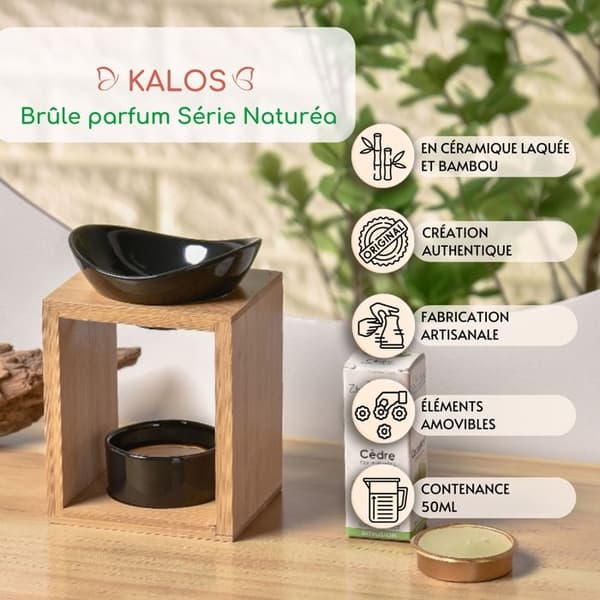Brännare - ZEN'AROME - Naturéa Kalos - Glaserad keramik - Bambu - 55ml