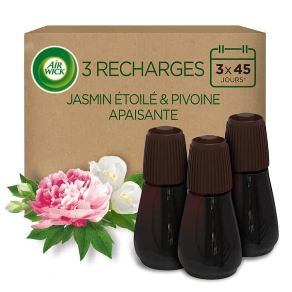 Airwick Essential Oil Diffuser Refills Essential Mist Jasmin/Peony Scent 20 ML, förpackning med 3