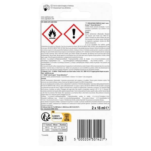 Glade - 353388 - (R) Sense - Spray(TM) Refill Ocean Adventure Duopack - Infunderad med eteriska oljor