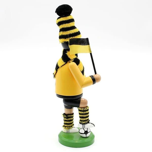 Parfymbrännare - doftspridare Dekohelden24 - 520360 - Rökelsehållare Fotbollsspelare med Svartrandig/Guldrandig, ca. 20 cm