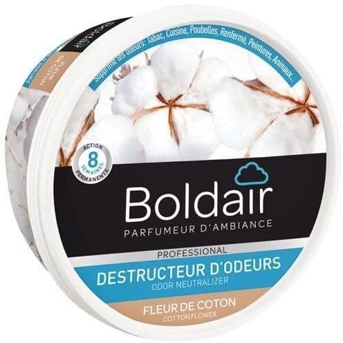 BOLDAIR - Bomullsblomma luktförstörande gel - Neutraliserar lukter - parfymer - varaktighet 8 veckor - 300g - Tillverkad i Frankrike
