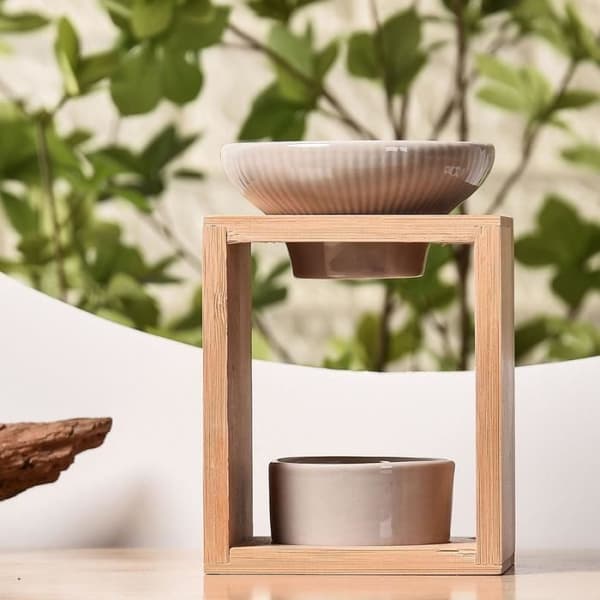 Brännar för dofter - Zen'Arôme - Naturéa Yona - Keramik och Bambus - 55ml - 9 x 7 x 12,5 cm