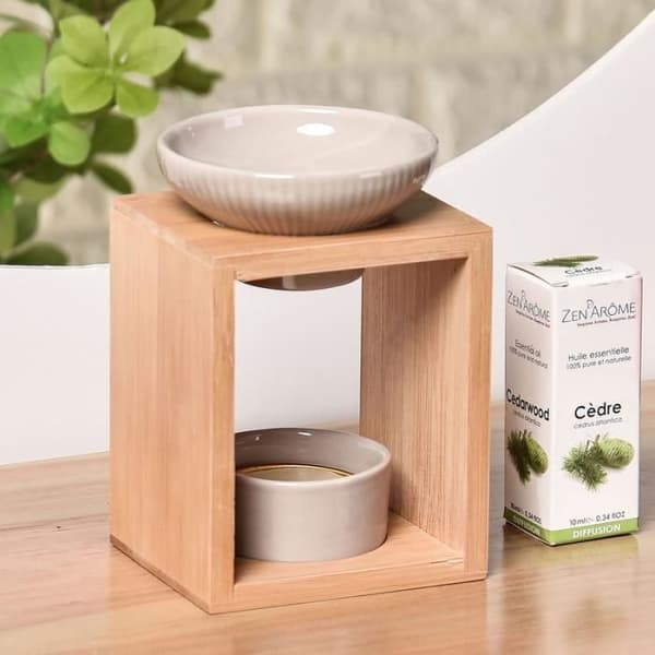 Brännar för dofter - Zen'Arôme - Naturéa Yona - Keramik och Bambus - 55ml - 9 x 7 x 12,5 cm