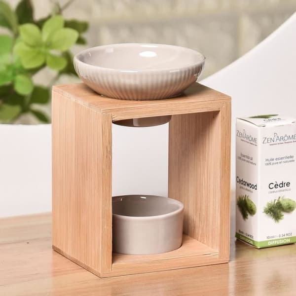 Brännar för dofter - Zen'Arôme - Naturéa Yona - Keramik och Bambus - 55ml - 9 x 7 x 12,5 cm