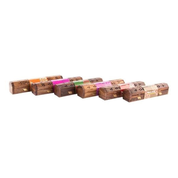 Holder DKD Home Decor Røkelse Tre Bambus Mandala Naturell 26 x 8 x 8 cm (6 Deler)