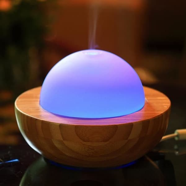 ZEN'AROME - Ultrasonisk Diffuser för Eteriska Oljor Belisia V2 - I Glas och Bambu - Diffusion upp till 60m² - 18,5 x 12 cm