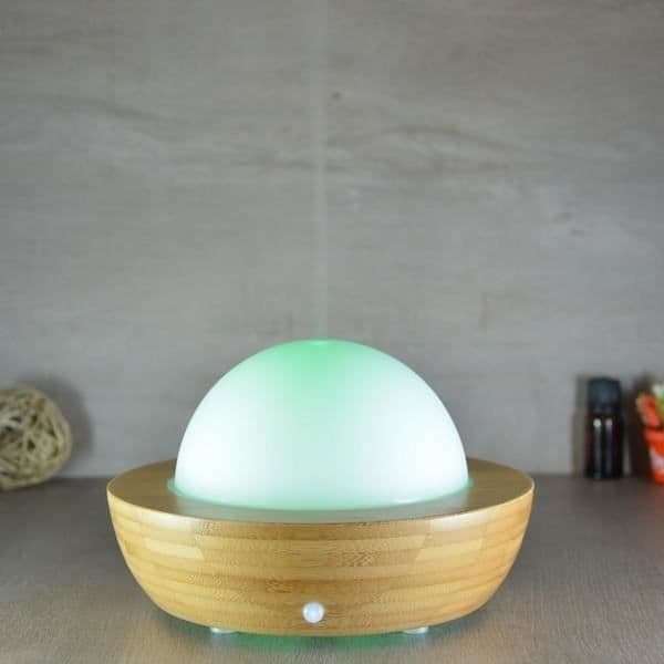 ZEN'AROME - Ultrasonisk Diffuser för Eteriska Oljor Belisia V2 - I Glas och Bambu - Diffusion upp till 60m² - 18,5 x 12 cm