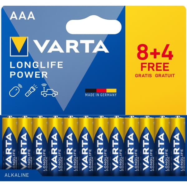 Batterier Varta longlife power 1,5 V AAA LR03 (12 enheter)