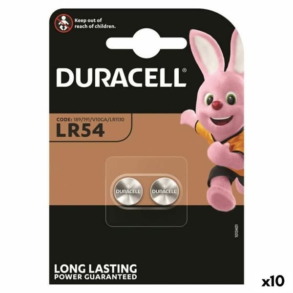 Alkaline knap-cellbatteri DURACELL LR1130 LR54  2 Dele 10 enheder 1,5 V