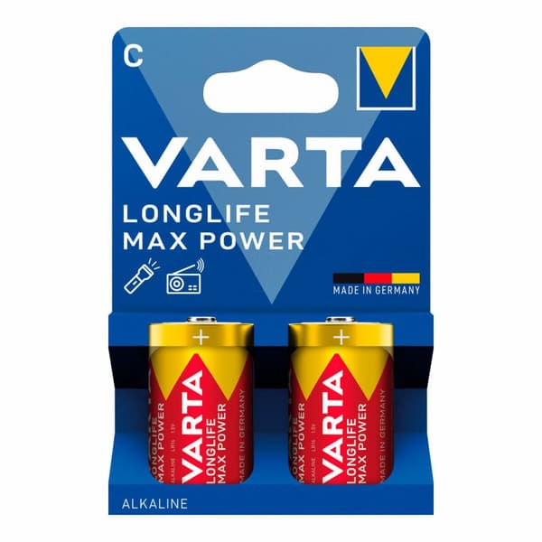 Batterier Varta longlife max power 1,5 V Type C LR14 (2 enheder)