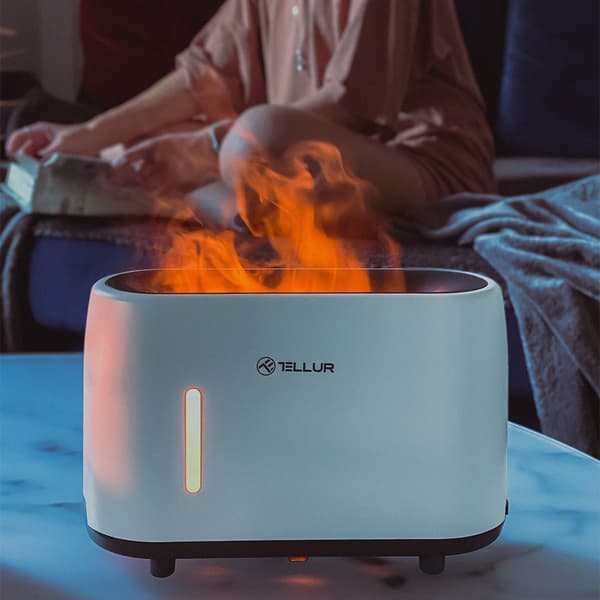 Tellur Flame aroma diffuser 240ml, 12 hours, remote control, white Vit