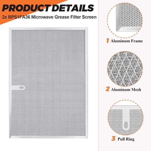 INF 2-packs huvfilter kompatibla med Broan BPS1FA36, 438x298mm