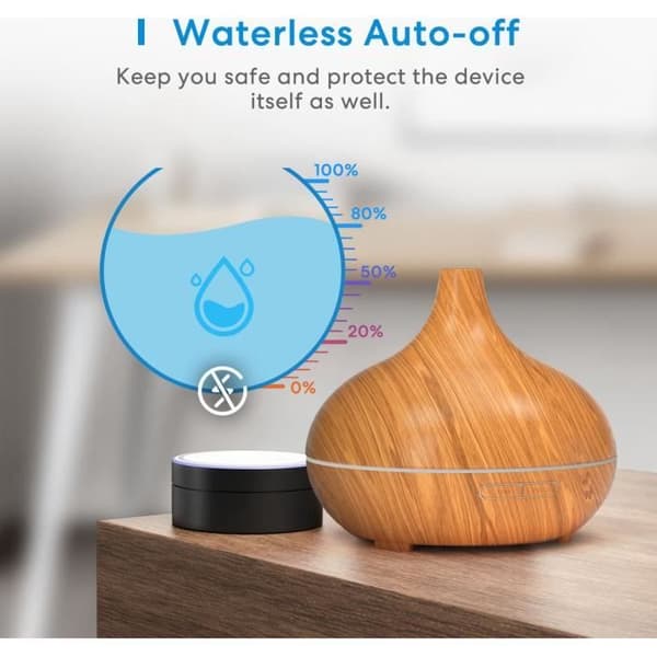 Meross Smart Wi-Fi eterisk oljespridare - Lätt träkorn - 400ml - 15,6W