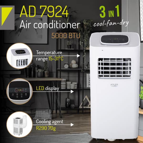 Adler Aircondition 20m2 med fjernbetjening