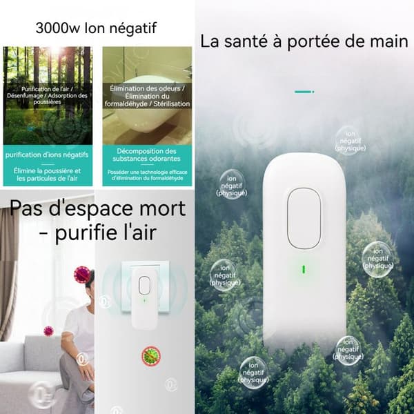 INN Air Purifier 9,5x4x2,5cm Mini Negative Ion Air Purifier Plug and Play Air Freshener för kök och husdjur