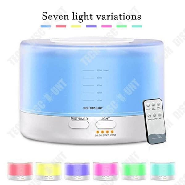 TD® Fjärrkontroll Ultraljudsluftfuktare - Aroma Mute Aromaterapimaskin 500ml - Aroma Diffuser - Färgglad renare