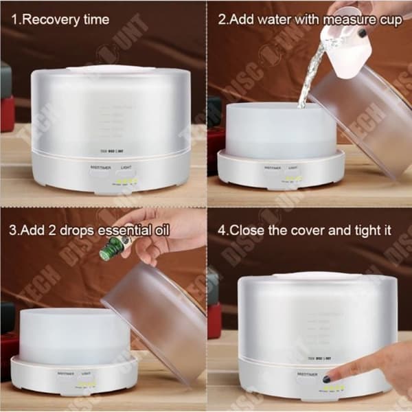 TD® Fjärrkontroll Ultraljudsluftfuktare - Aroma Mute Aromaterapimaskin 500ml - Aroma Diffuser - Färgglad renare