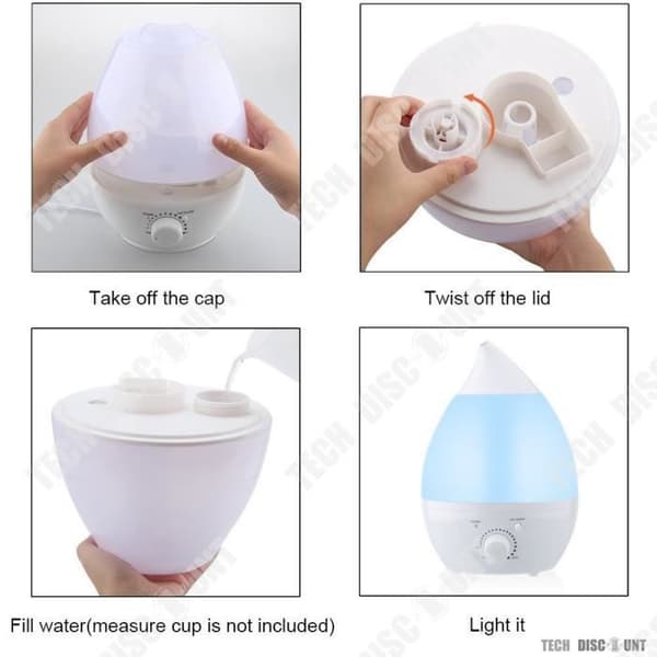 TD® Luftfuktare Hem Baby Room Vas Tyst Ionizer Nattljus Eteriska oljor Barnrenare Diffuser