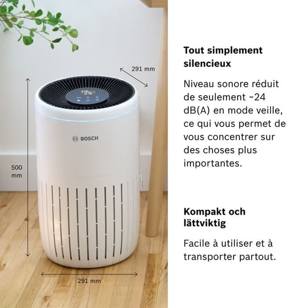 Bosch Air 4000i Luftrenare Kontrollerad Via App - För Utrymmen Upp Till 62,5 m² - Eliminerar 99,9 % Av Föroreningar CADR: 300 m³/h