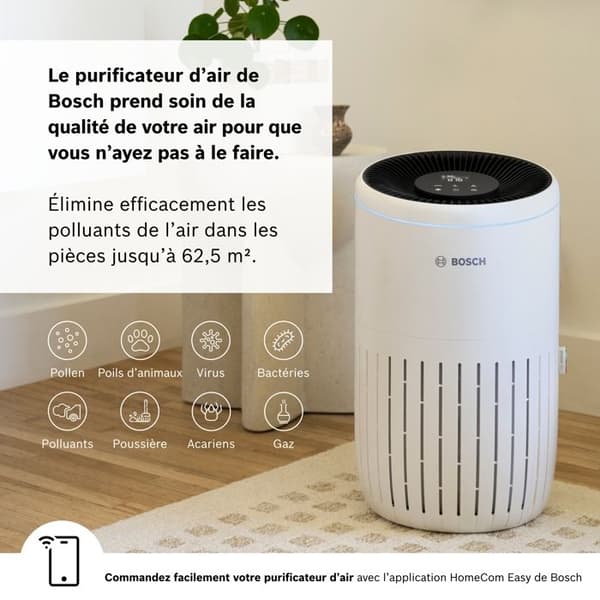 Bosch Air 4000i Luftrenare Kontrollerad Via App - För Utrymmen Upp Till 62,5 m² - Eliminerar 99,9 % Av Föroreningar CADR: 300 m³/h