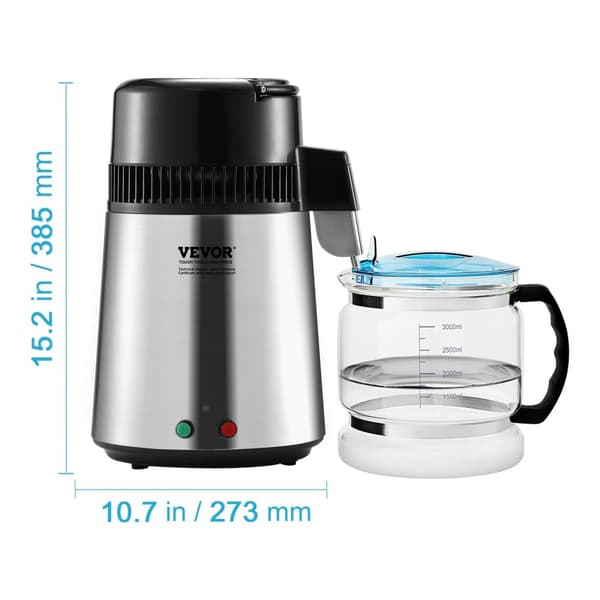 Vanddestillator, 4L kapacitet, rustfrit stål konstruktion,Rustfrit