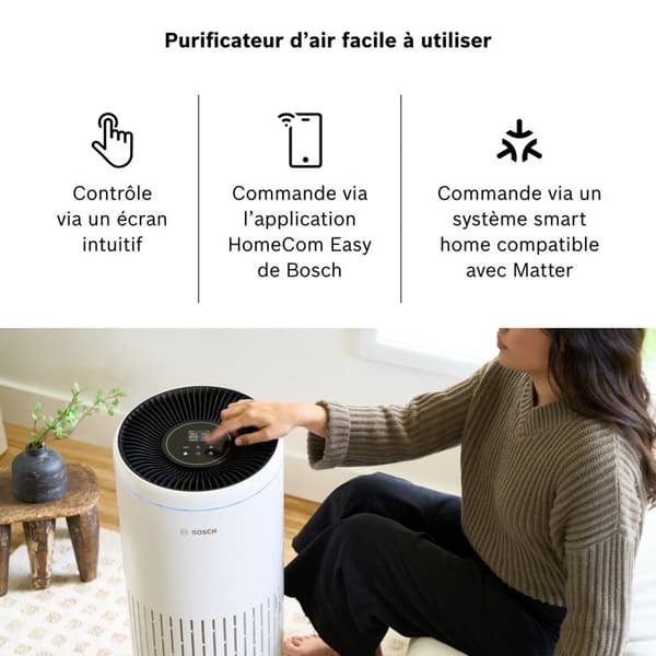 Bosch Air 6000i Luftrenare Kontrollerad Av App - För Utrymmen Upp Till 125 m² - Eliminerar 99,9 % Föroreningar - CADR: 600 m³/h