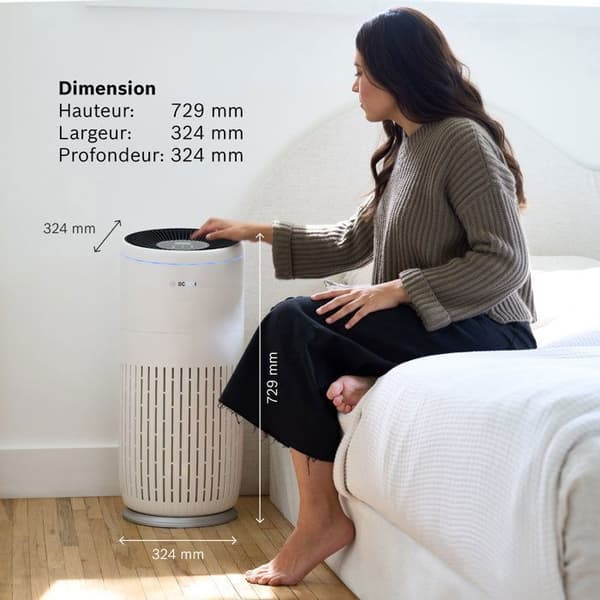 Bosch Air Purifier, Air 6000, designad för cirka 125 m², tar effektivt bort föroreningar via HEPA-luftfiltret