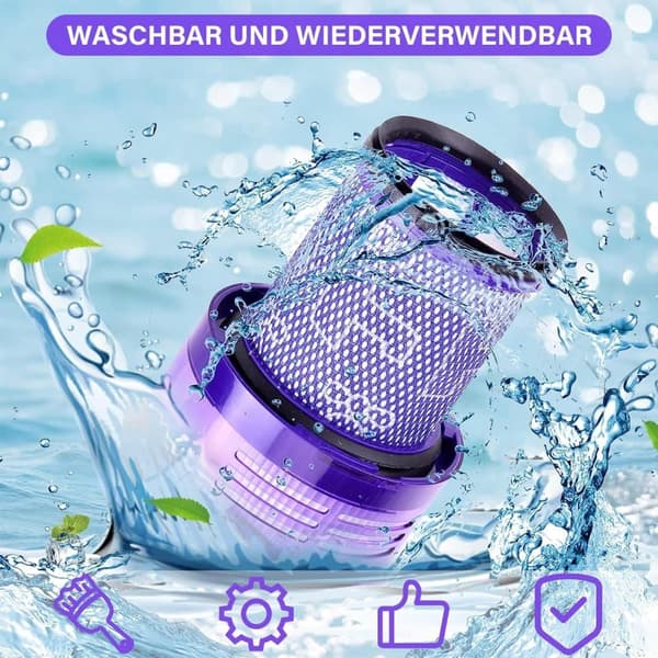 Auledio Dyson V12 Suodatin 2 kpl puhdistusharjalla - V12 Slim Absolute -pölynimurille, varaosa