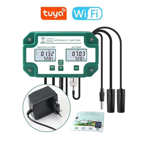 Vandkvalitetstester, 6 i 1 multi-parameter måling, WiFi-forbindelse,EU STIK