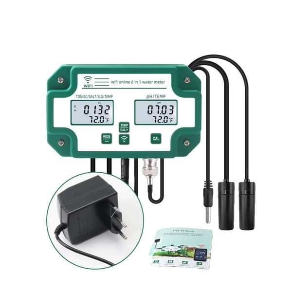 Vandkvalitetstester, 6 i 1 multi-parameter måling, WiFi-forbindelse,EU STIK