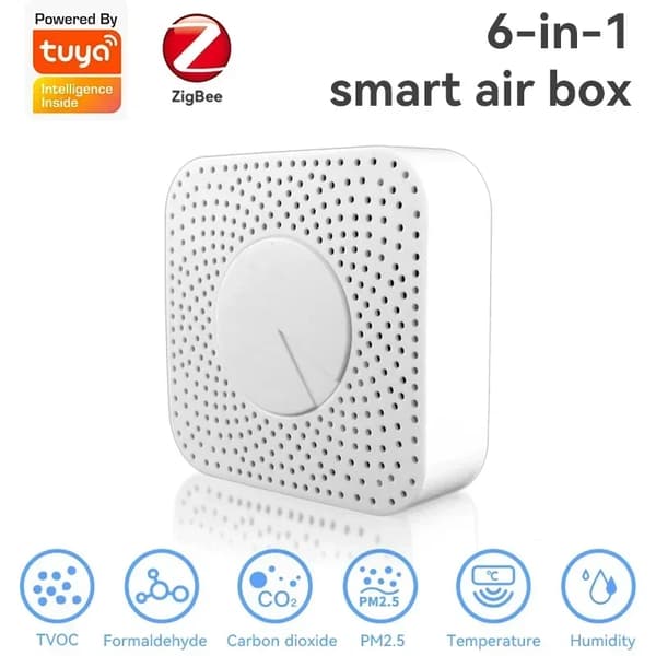 Smart luftkvalitetssensor, 6-i-1 funktionalitet, omfattande detektionsområden,Zigbee