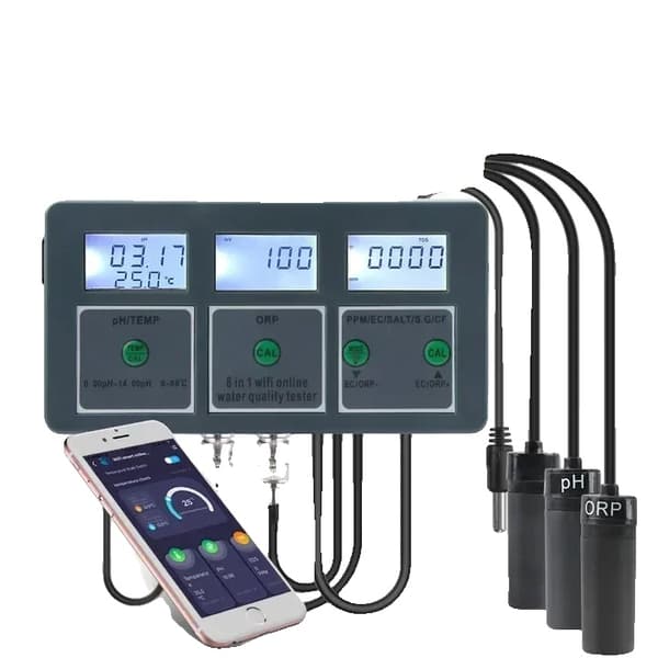 Vattenkvalitetstestare, 8-i-1 funktionalitet, WiFi-aktiverad, digital display,EU