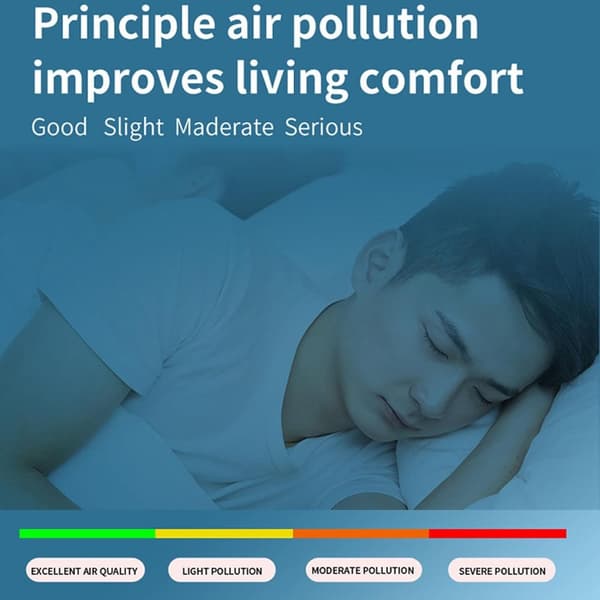 OBOSOE luftkvalitetsmonitor med LCD-skærm - Bærbar CO2, TVOC, HCHO, PM2.5, PM10 indendørs detektor, USB-genopladelig, ABS-materiale