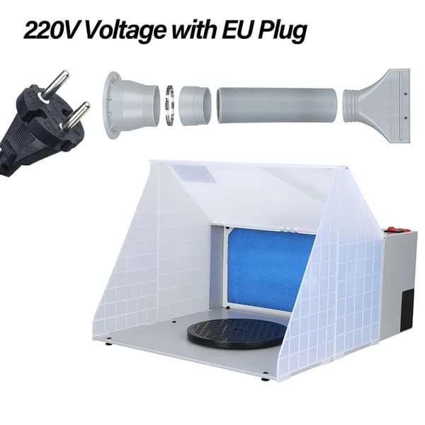 Airbrush Spray Booth, Ventilation Exhaust Fan, Filter, Silver