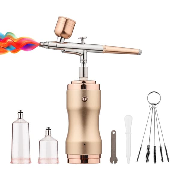 Airbrush-set, 3-nivå justerbart tryck, dubbelhandtagskontroll,Champagne
