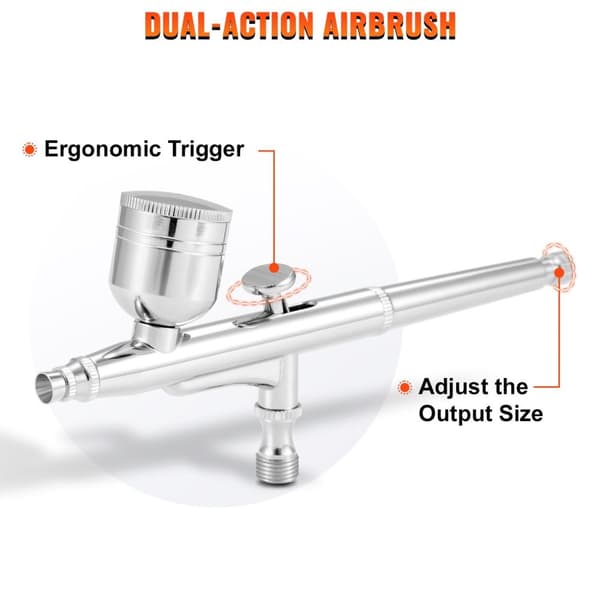 Bärbar multifunktionell dubbelverkande Airbrush kit, 3 justerbara tryck, automatisk start/stopp, med olje- och vattenfilter, bred applikation