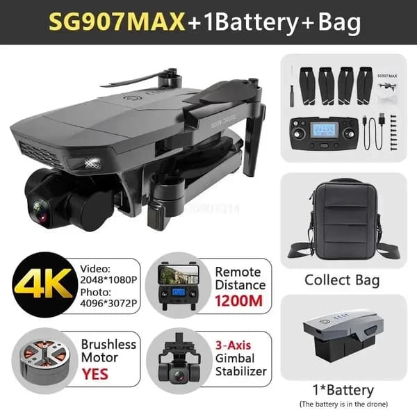 SG907MAX-drönare, 4K HD-video, 25 minuters flygtid,SG907MAX-1B-Väska