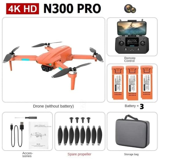 N300 Pro Drone, 4K videoopløsning, 25 minutters flyvetid,N300 ELLER 3B