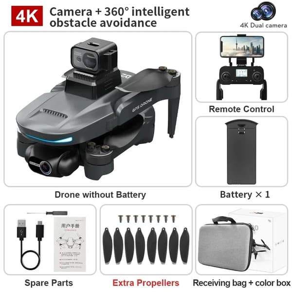 4K GPS Drone, 25 minutters flyvetid, 3000 m fjernbetjening,BK 4K OAS 1B
