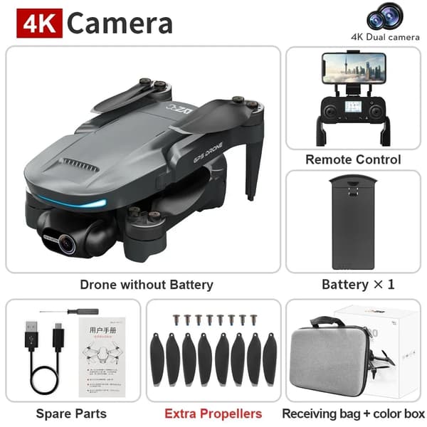4K GPS Drone, 25 minutters flyvetid, 3000 m fjernbetjening,BK 4K NO-OAS 1B
