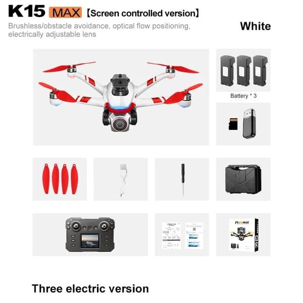 K15 MAX Drone, 4K videoopløsning, 15 minutters flyvetid,K15 WH 4K 3B