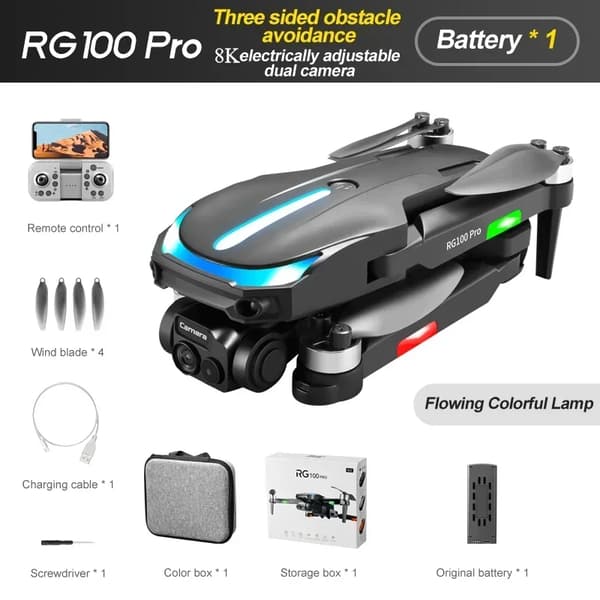 RG100 Pro Drone, 8K Kaksoiskamera, 3-Suuntainen Esteiden Välttäminen,BK 8k Dual 1b