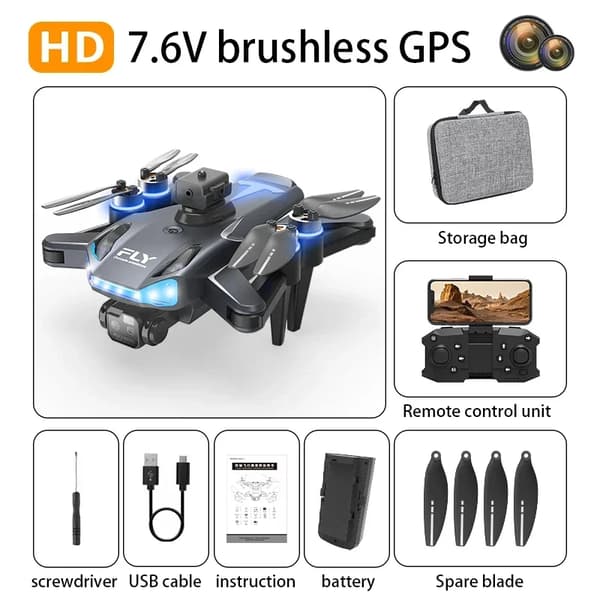 FPV Kamera Drone, 1080p HD Video, GPS Funktionalitet,Gps børsteløs bk