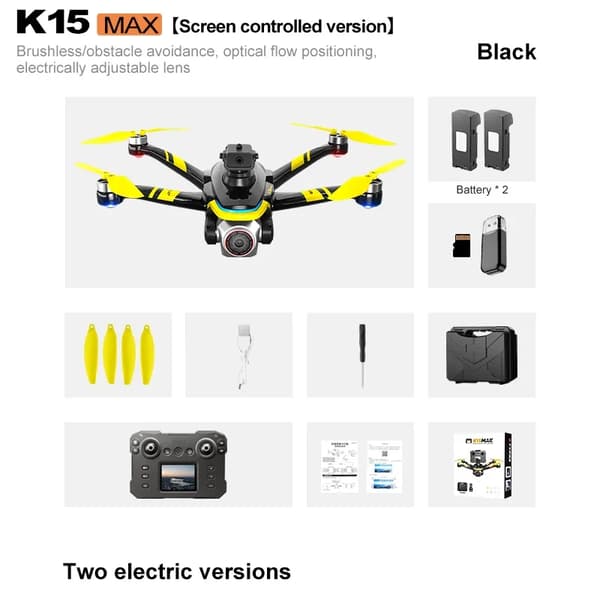 K15 MAX-drönare, 4K videoupplösning, 15 minuters flygtid,K15 BK 4K 2B