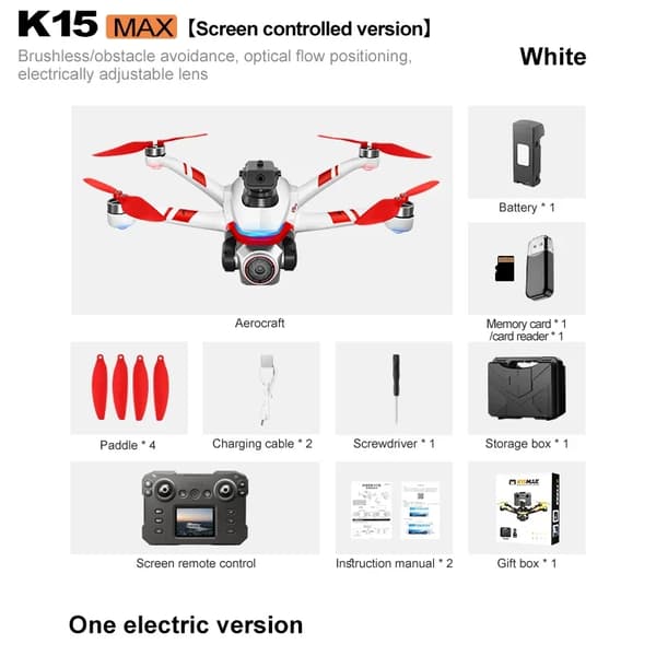 K15 MAX Drone, 4K videoopløsning, 15 minutters flyvetid,K15 WH 4K 1B