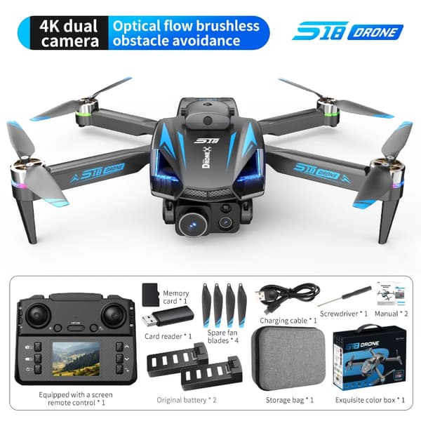 S18 Mini RC Drone, 4K Kaksoiskamera, GPS-Navigointi,S18 4K 2B