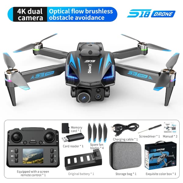 S18 Mini RC Drone, 4K Dobbeltkamera, GPS Navigation,S18 4K 1B