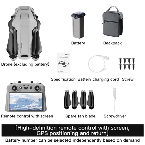 GPS Drone, 4K Kamera, 38 Minutters Flyvetid,WH NO-OAS 1B